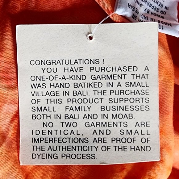 Lost River Clothing Co. Orange Pink Batik Tie Dye Scarf Wrap Fringe NWD 46"x70" - Picture 4 of 7